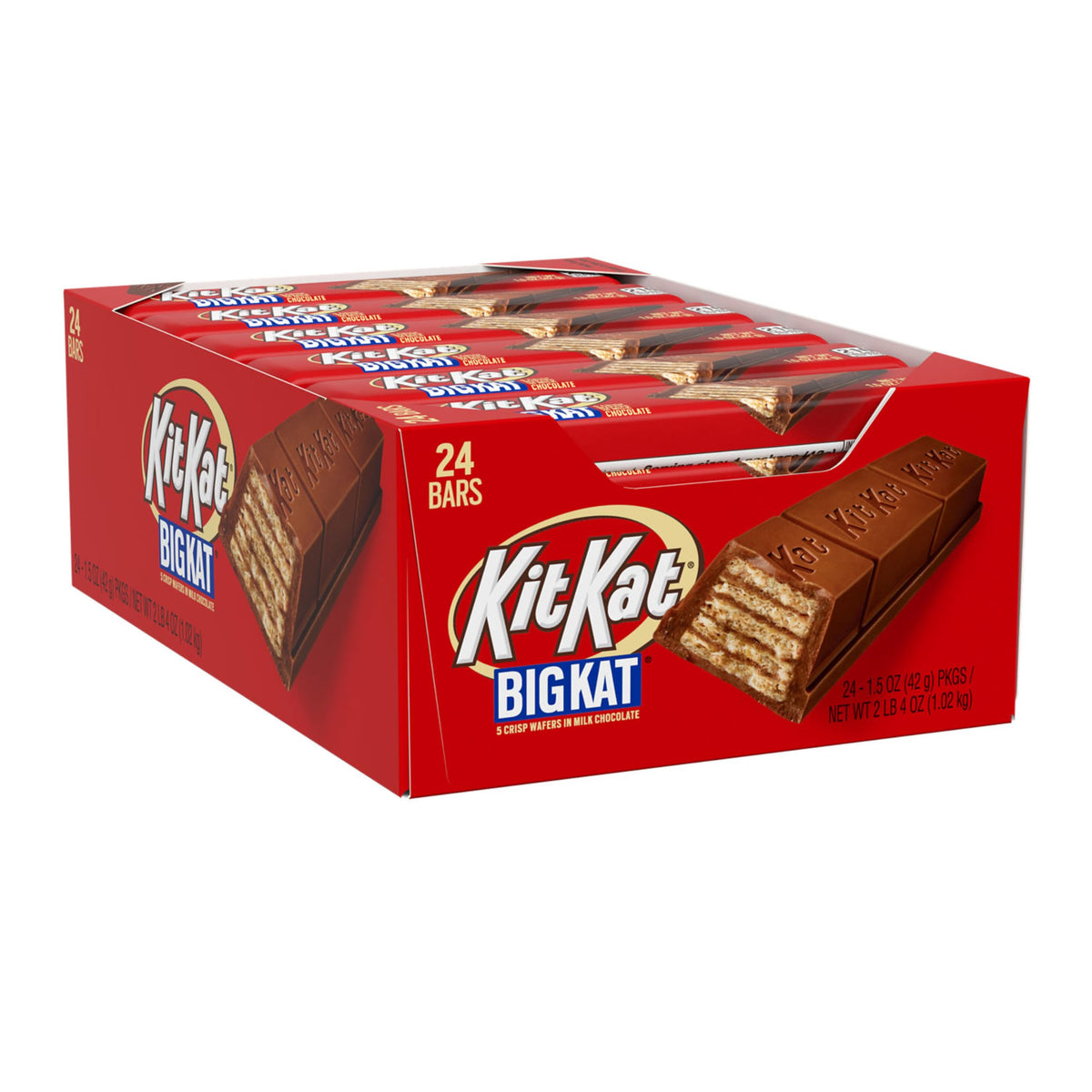 Kit Kat Big Kat empaque frontal mostrando 24 barras para compartir