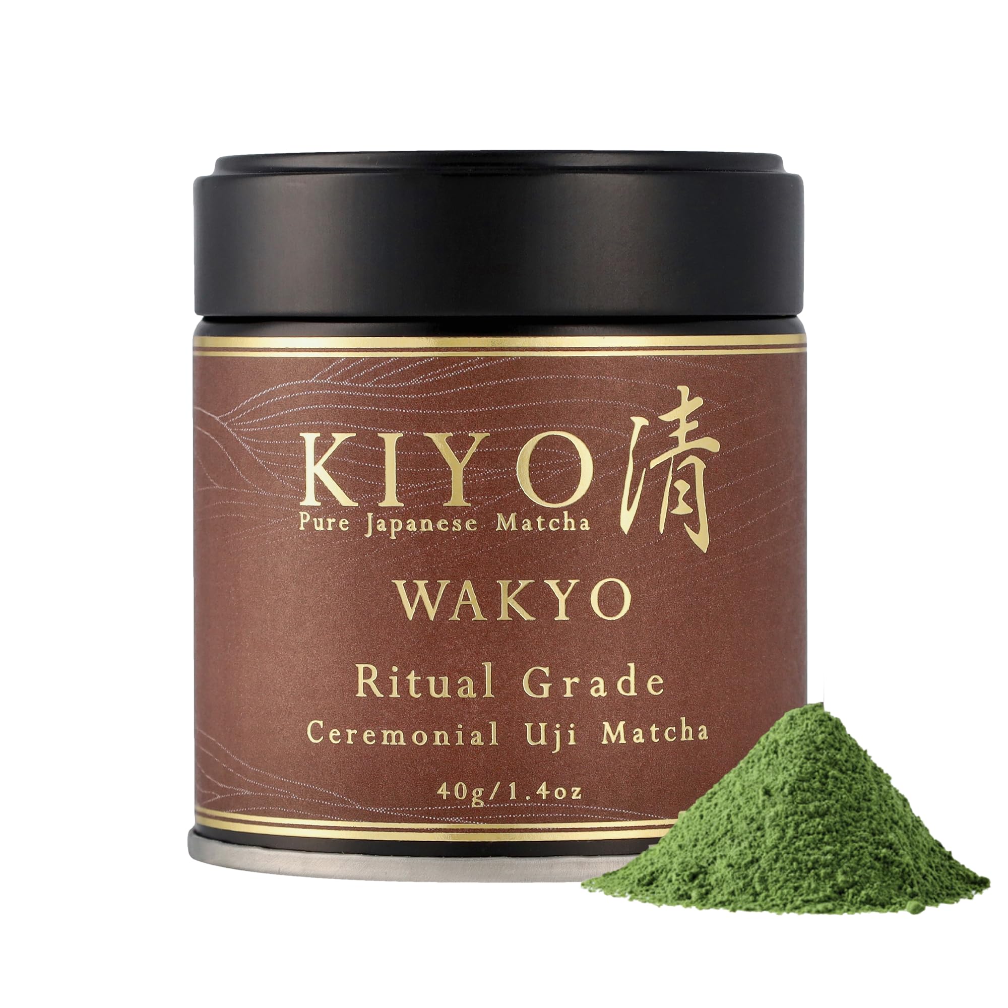 Kiyo Matcha lata frontal mostrando diseño y conservación