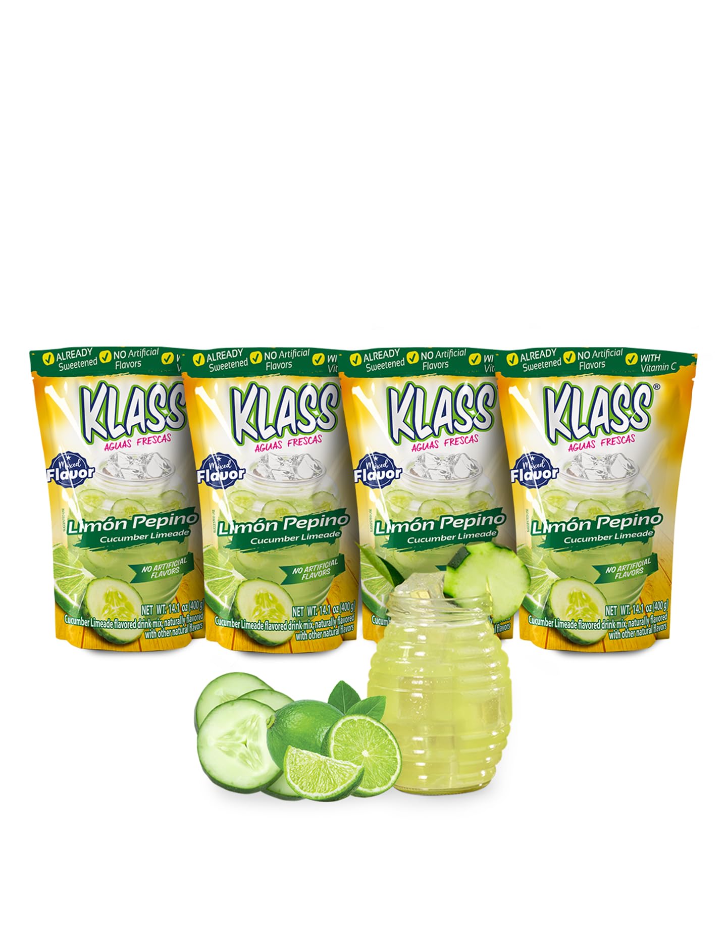 Klass Aguas Frescas frente del empaque mostrando el diseño y beneficio refrescante