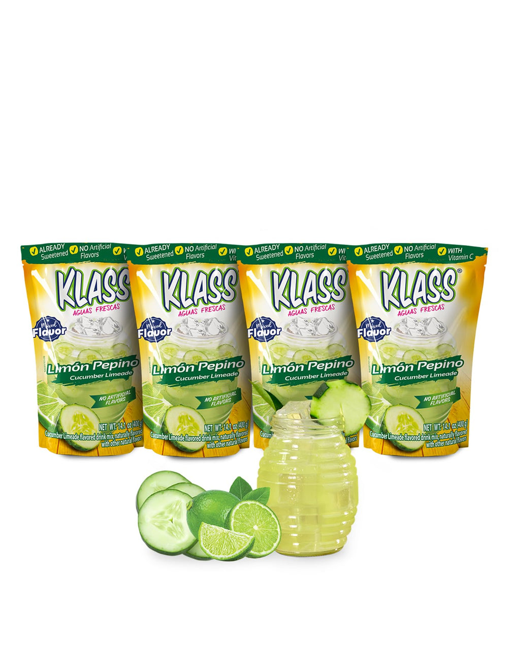 Klass Aguas Frescas frente del empaque mostrando el diseño y beneficio refrescante