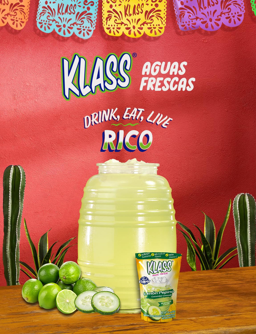 Klass Aguas Frescas en mesa de fiesta ilustrando uso en reuniones familiares