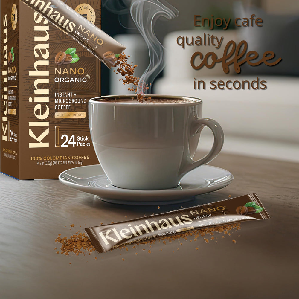 Kleinhaus sobre individual abierto con polvo listo para disolver y sabor fresco