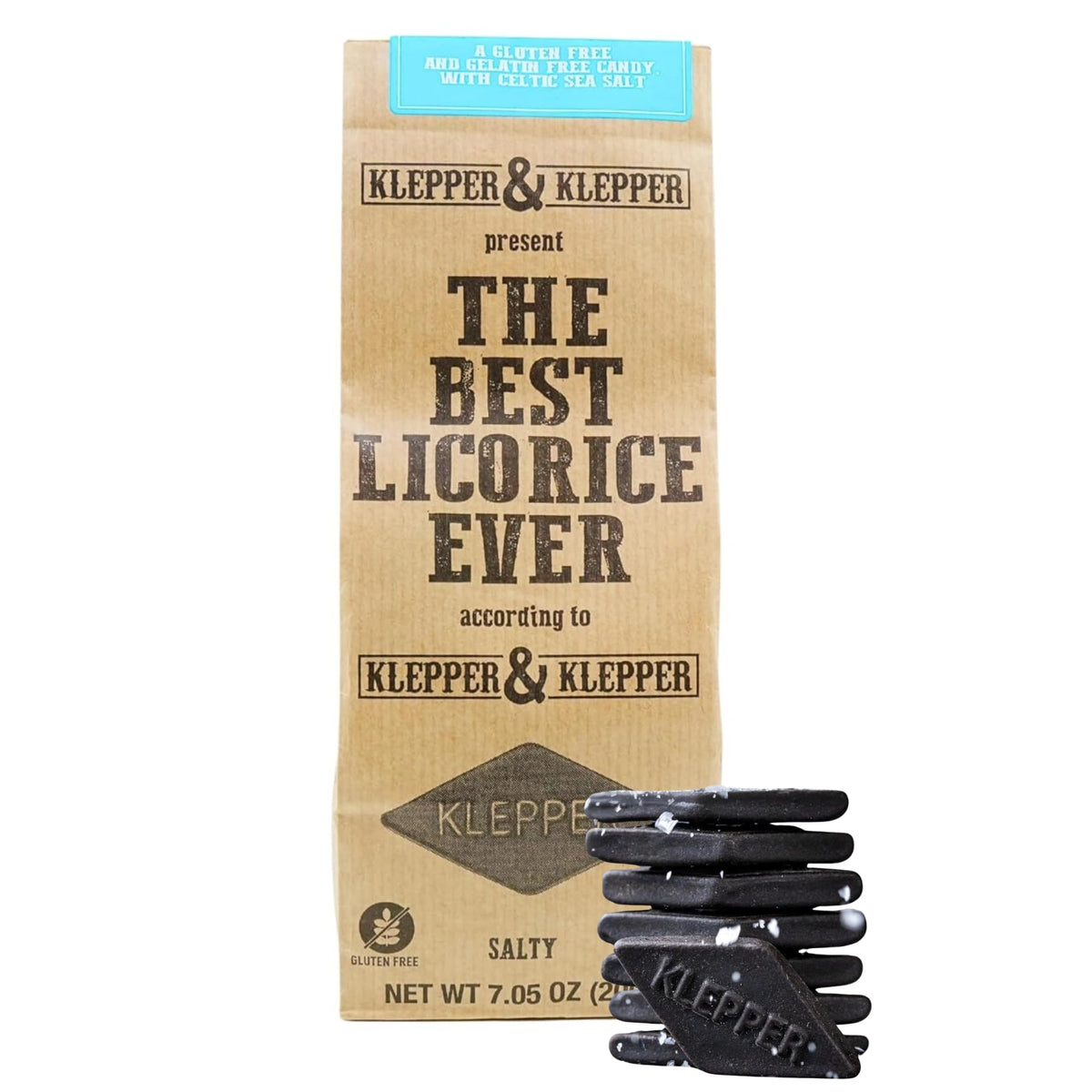 Klepper & Klepper frente del paquete mostrando diseño compostable y sabor salado