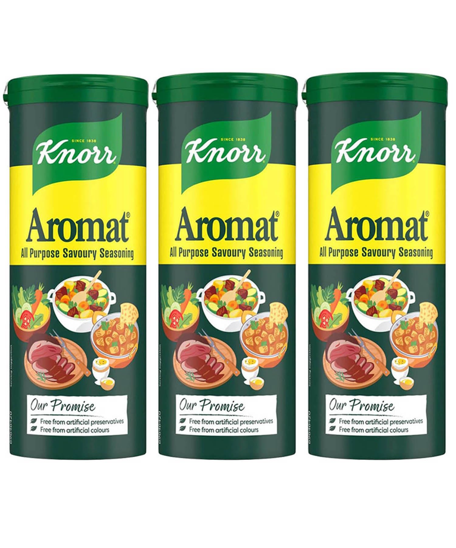 Knorr Aromat comparación de tamaño para entender la porción