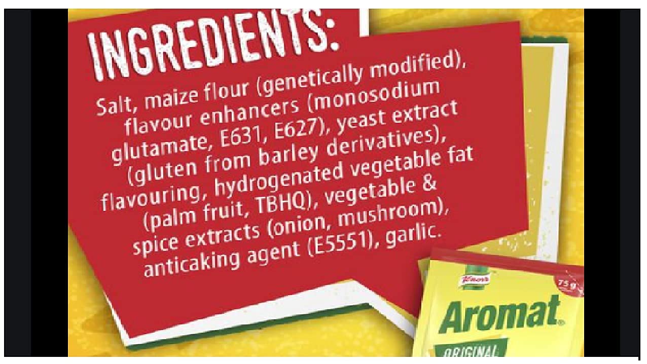 Knorr Aromat frascos en mesa listos para condimentar comidas familiares