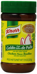 Knorr caldo granulado frente del envase mostrando marca y tamaño, aporta sabor consistente