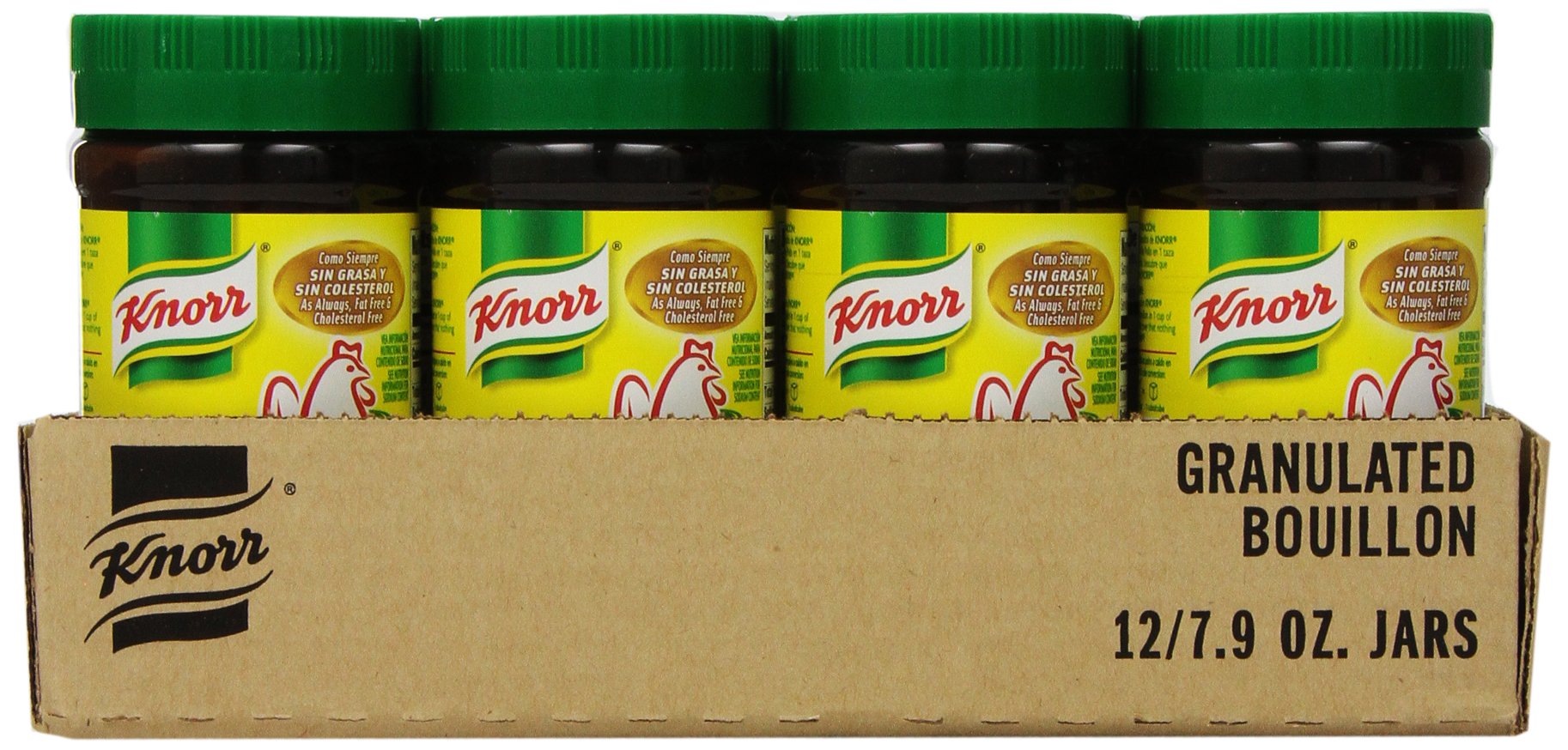Knorr granulado textura en cuchara destacando gránulos finos y fácil disolución