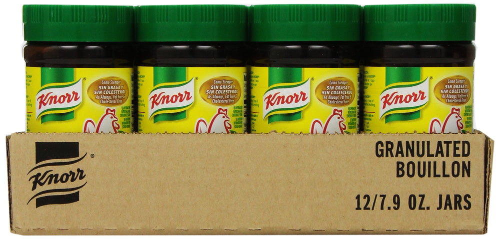 Knorr granulado textura en cuchara destacando gránulos finos y fácil disolución