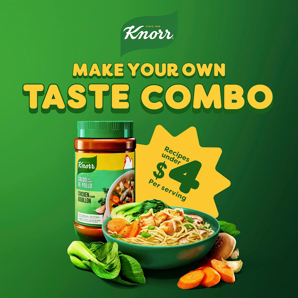 Knorr envase 32 oz mostrado en mano para referencia de tamaño
