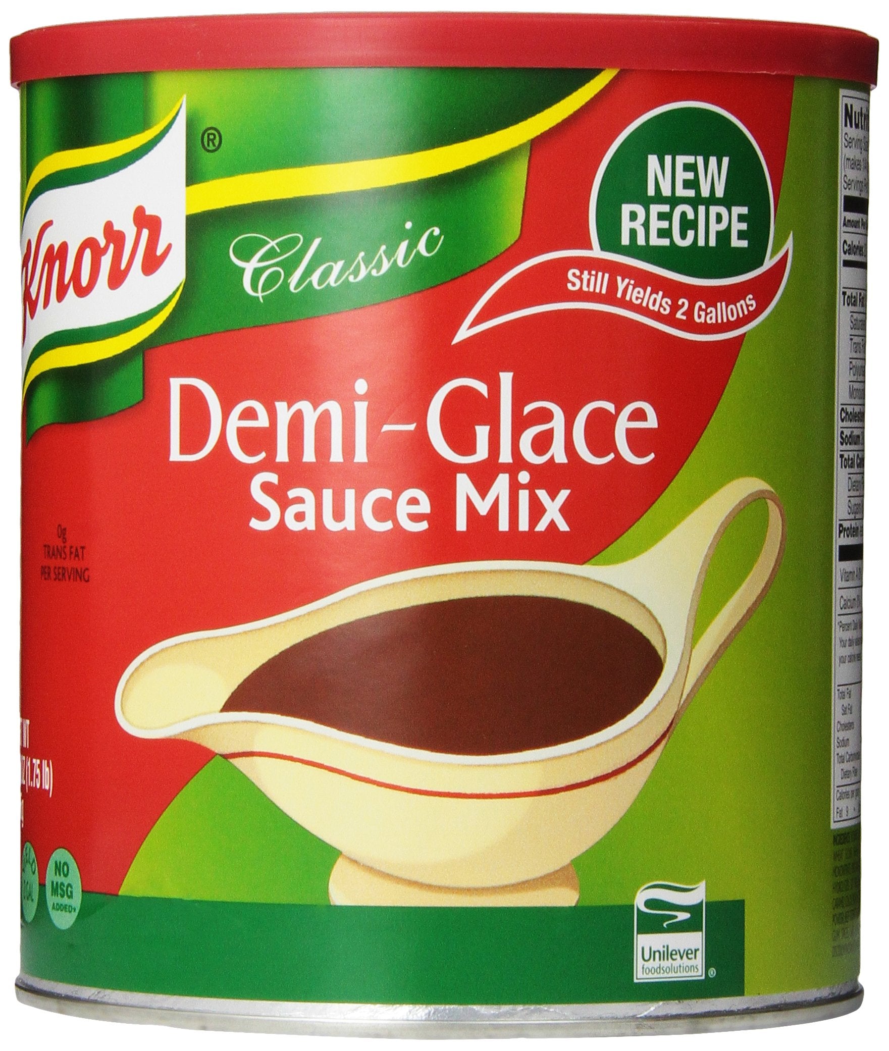 Knorr demi‑glace bote frontal mostrando etiqueta y capacidad, facilita salsas profesionales