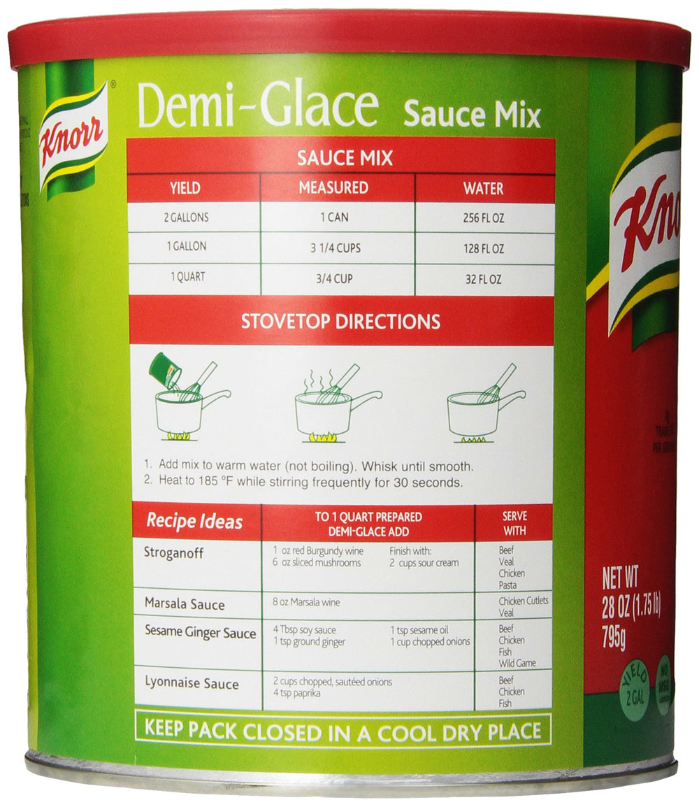 Knorr demi‑glace detalle del polvo molido listo para disolver, aporta intensidad