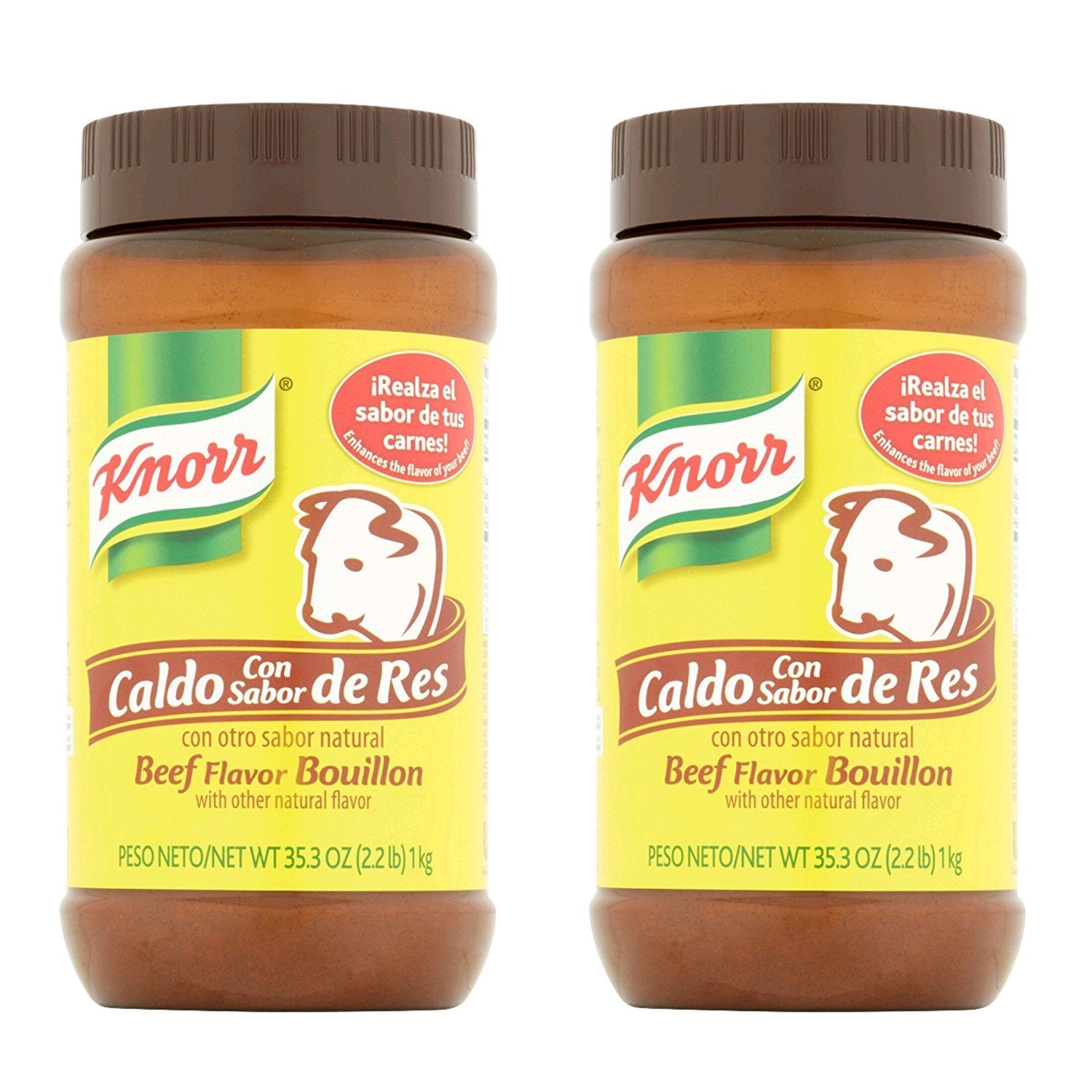 Knorr envase frontal del caldo granulado sabor res aumentando sabor