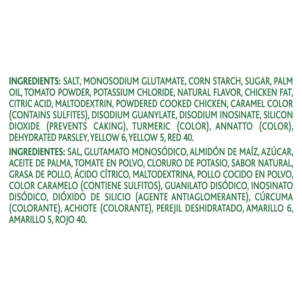 Knorr etiqueta con ingredientes y rendimiento para planificación de recetas