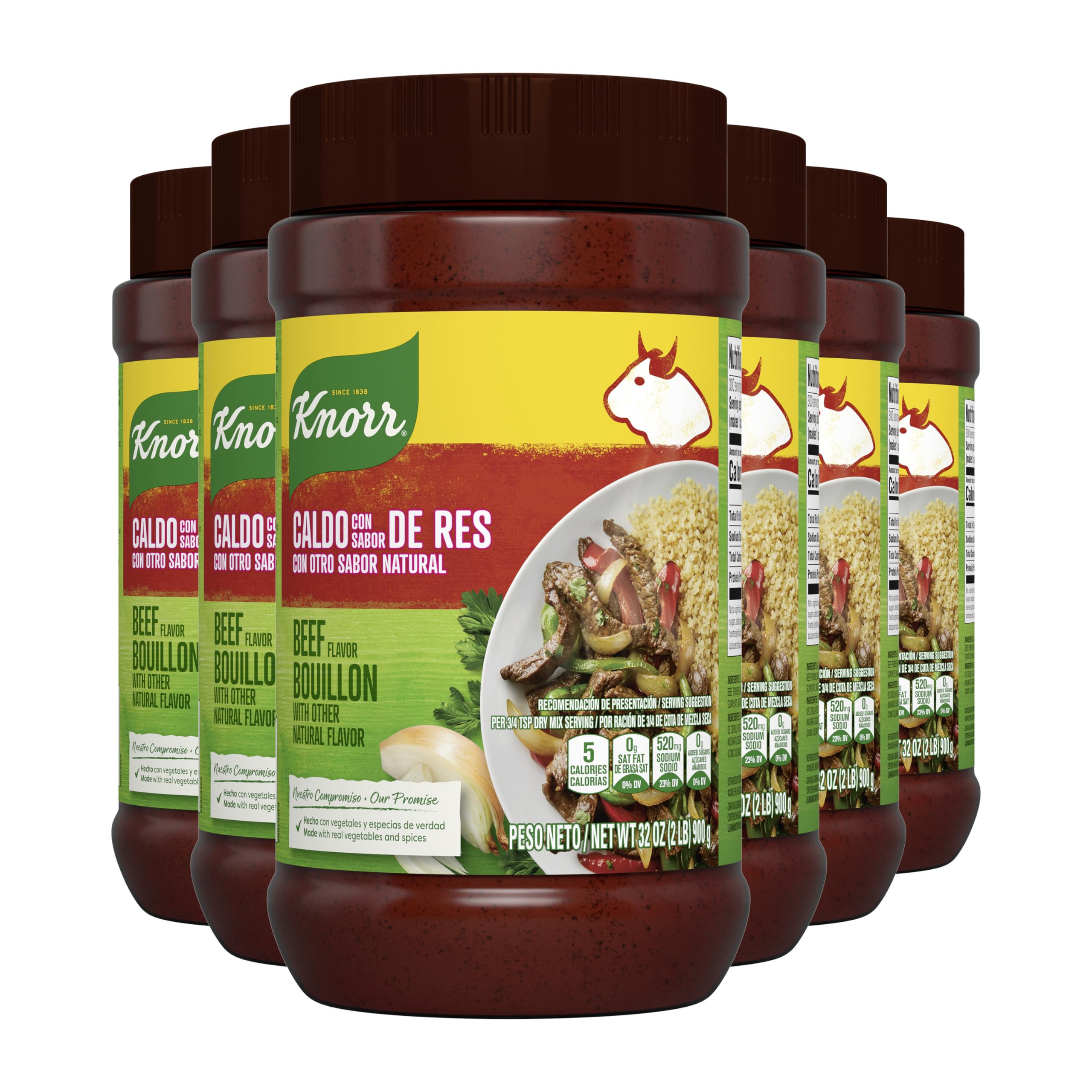 Knorr empaque frontal de caldo granulado res mostrando tamaño y marca para cocina eficiente