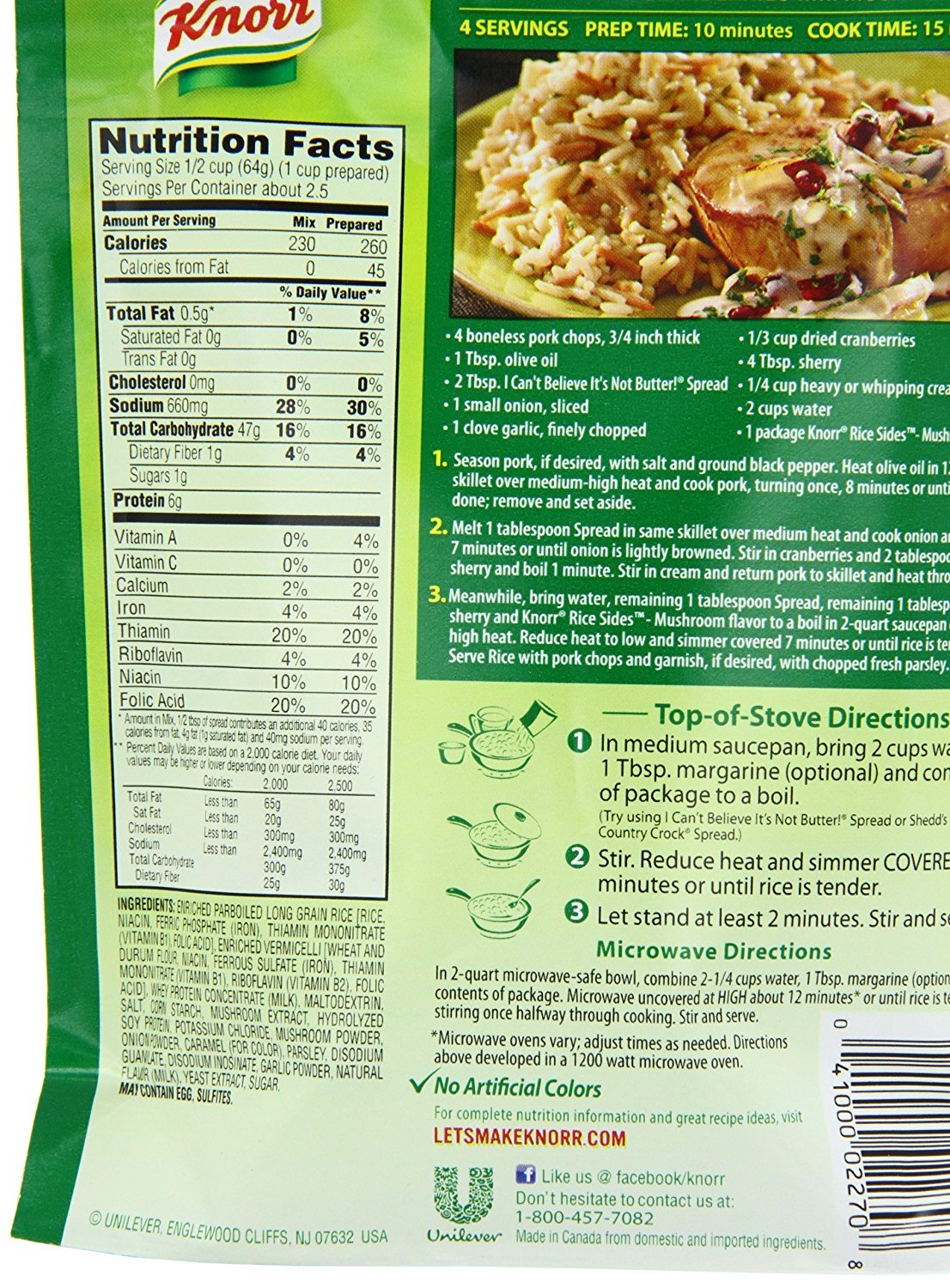 Knorr plato servido Rice Sides champiñón con textura apetecible y acompañamientos