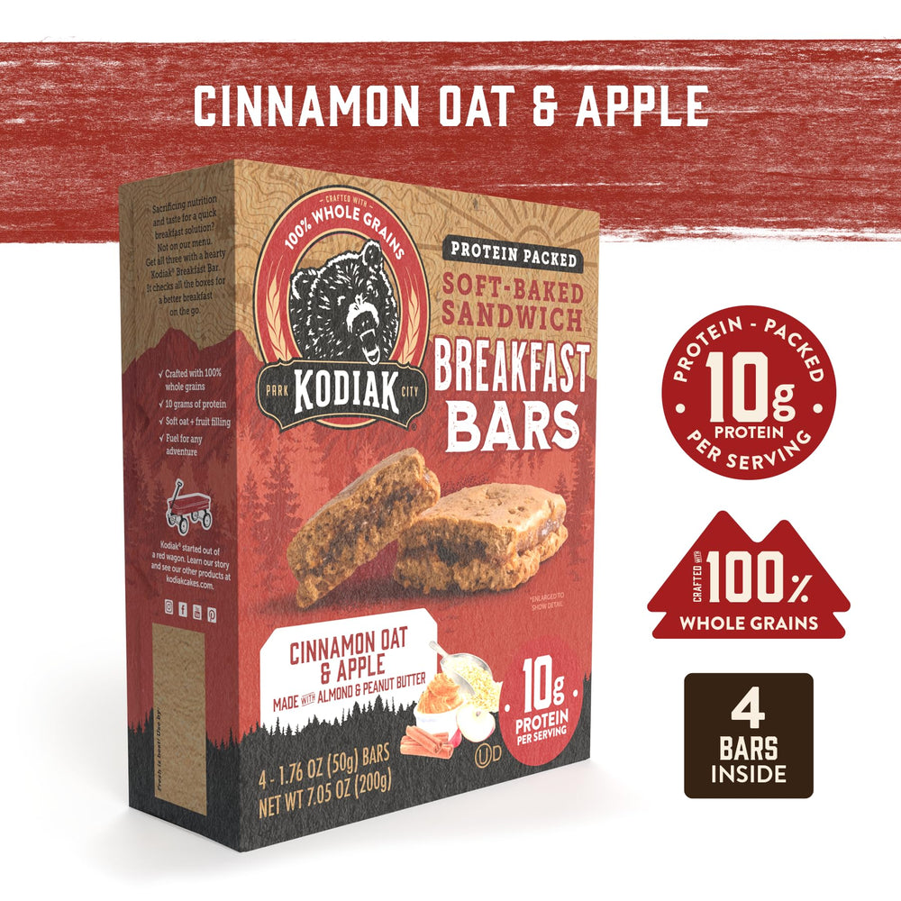 Kodiak Cakes barrita dentro de una mochila lista para llevar en excursiones o trabajo