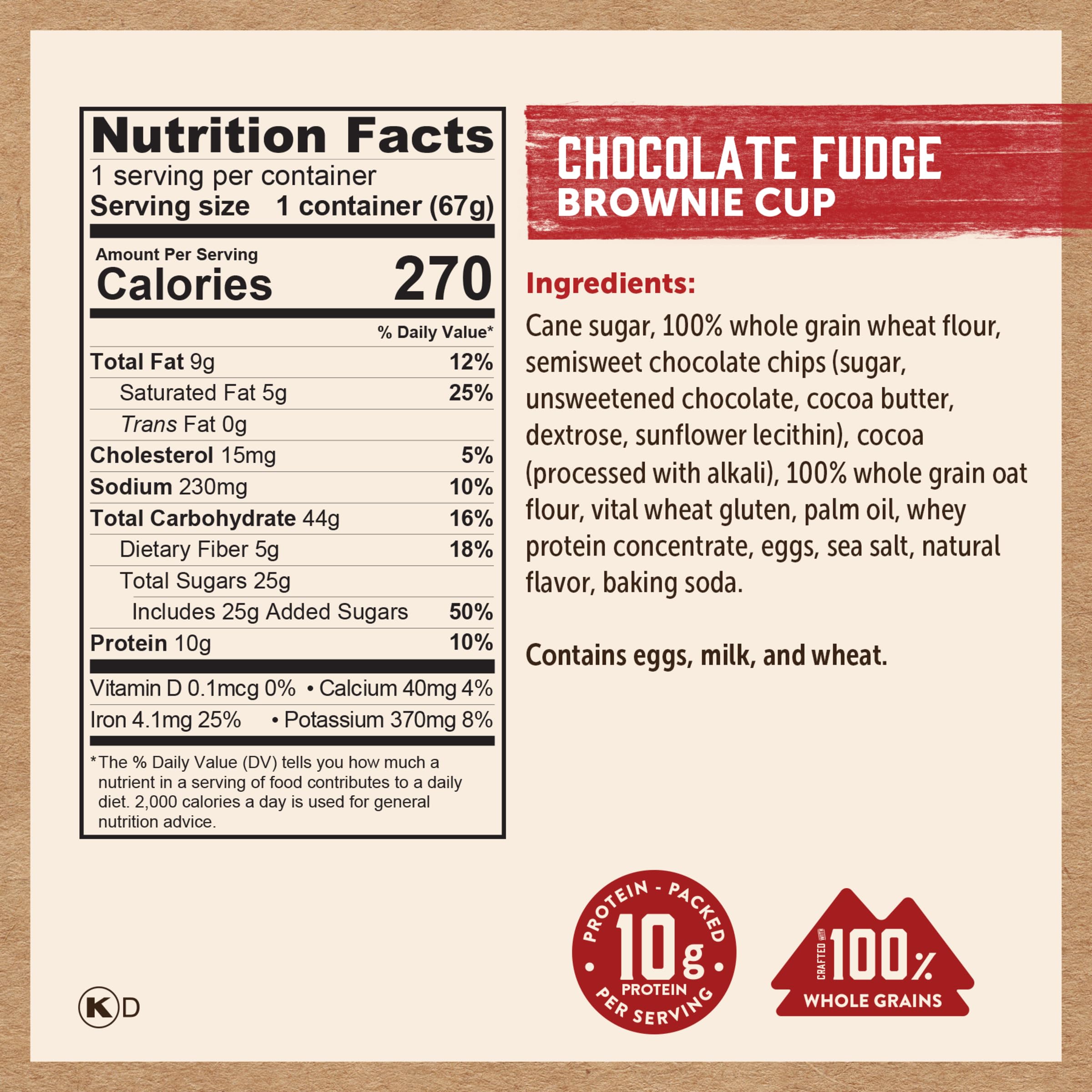 Kodiak Cakes primer plano de la textura del brownie triple chocolate resaltando su humedad