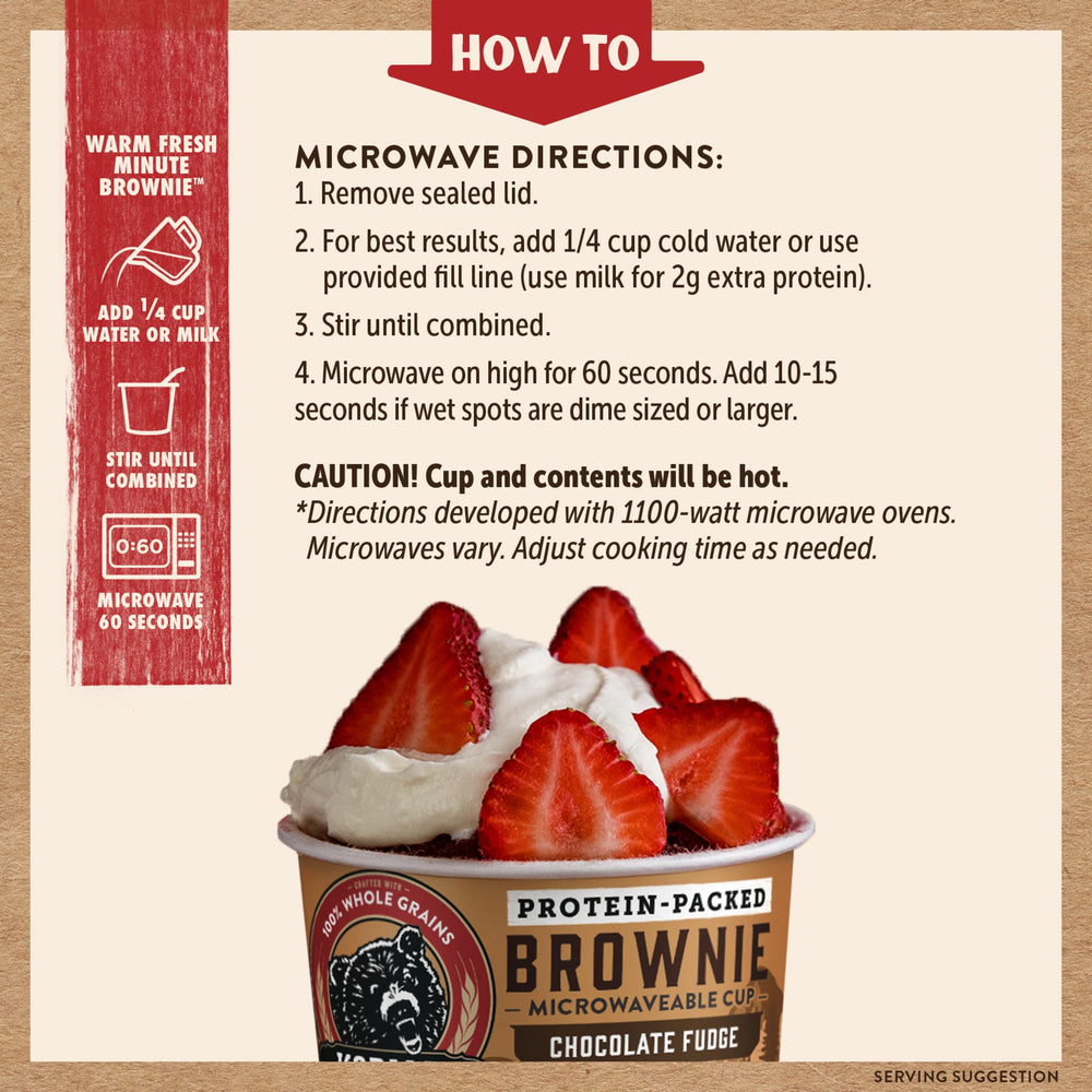 Kodiak Cakes brownie servido en una mesa como merienda rápida y conveniente para compartir