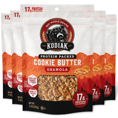 Kodiak Cakes frente del paquete con diseño y sello de proteína visible