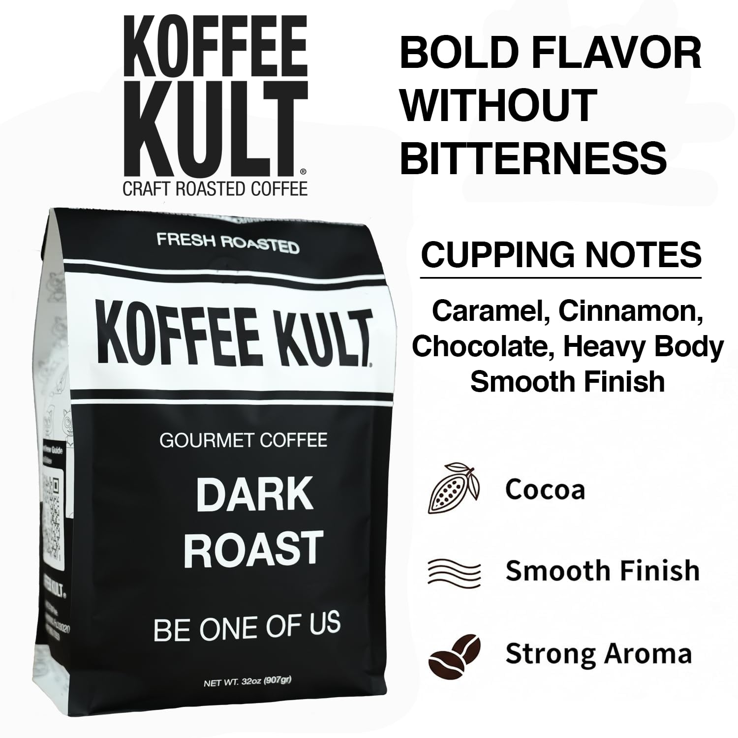 Koffee Kult detalle de granos enteros mostrando textura y frescura aromática