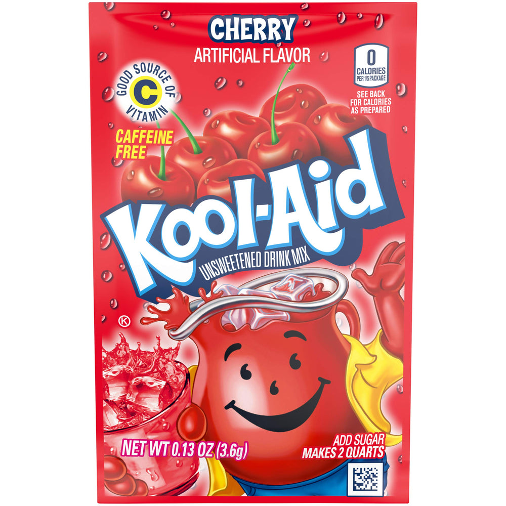 Kool-Aid comparación de tamaño con mano, Kool-Aid práctico y compacto para almacenar