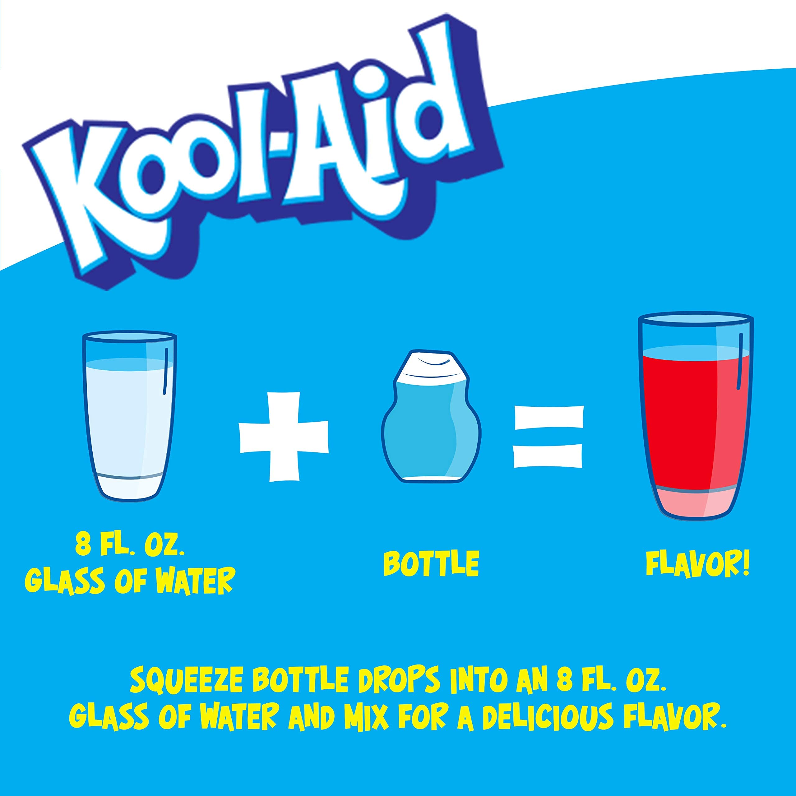 Kool-Aid comparación de tamaño con mano ilustrando volumen de 1.62 fl oz
