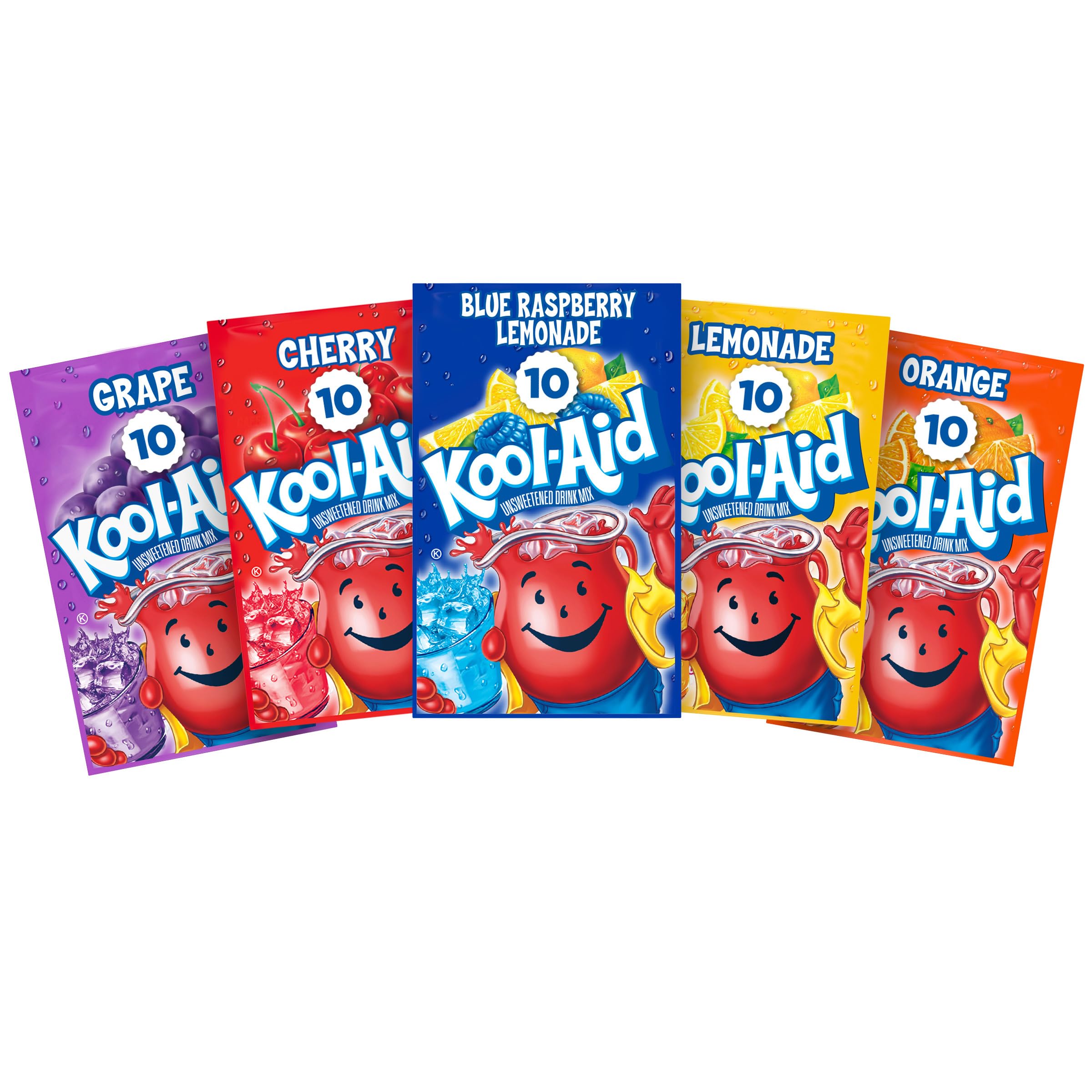 Kool-Aid frente del empaque mostrando variedad y cantidad, ideal para abastecer eventos