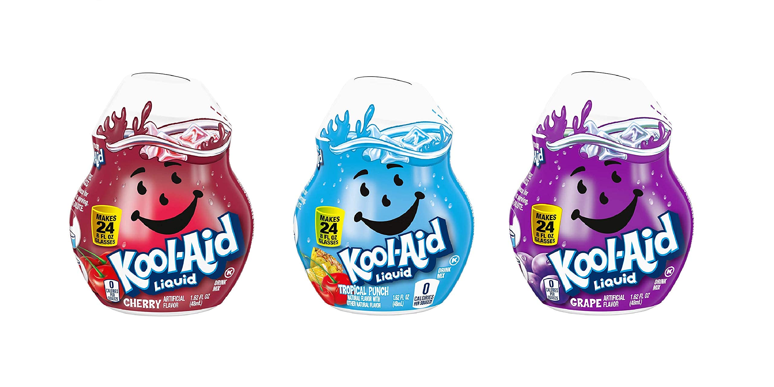 Kool-Aid pack variedad frontal mostrando las tres botellas y conveniencia