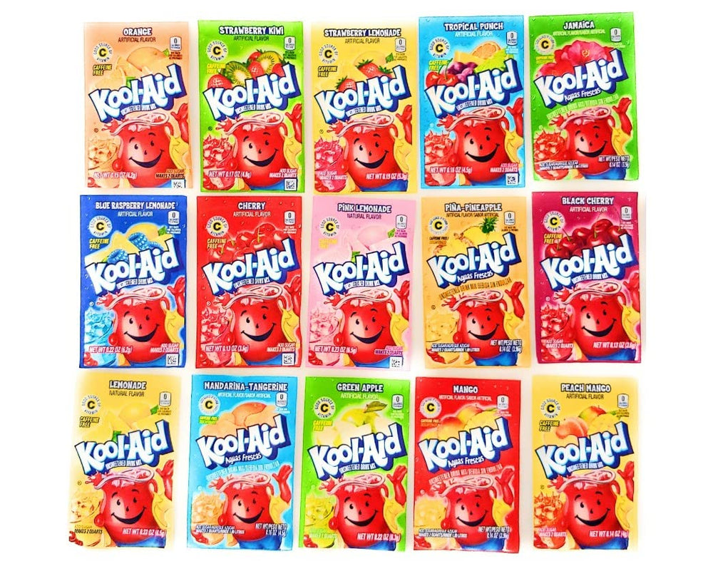 Kool Aid paquete frontal con 36 sobres, variedad de sabores para fiestas