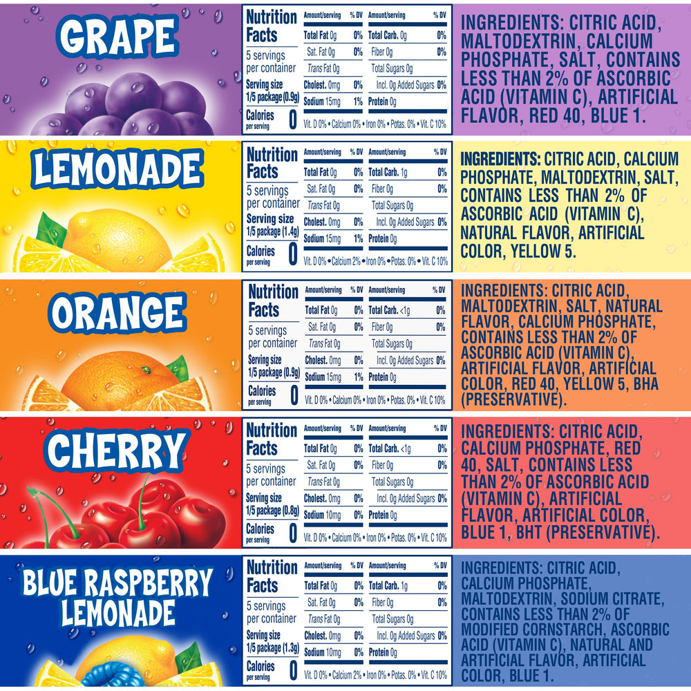 Kool-Aid sobres individuales sellados, convenientes para llevar y conservar frescura