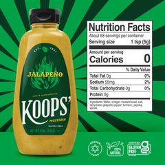 Koops mostaza jalapeño pack de dos botellas listo para uso familiar