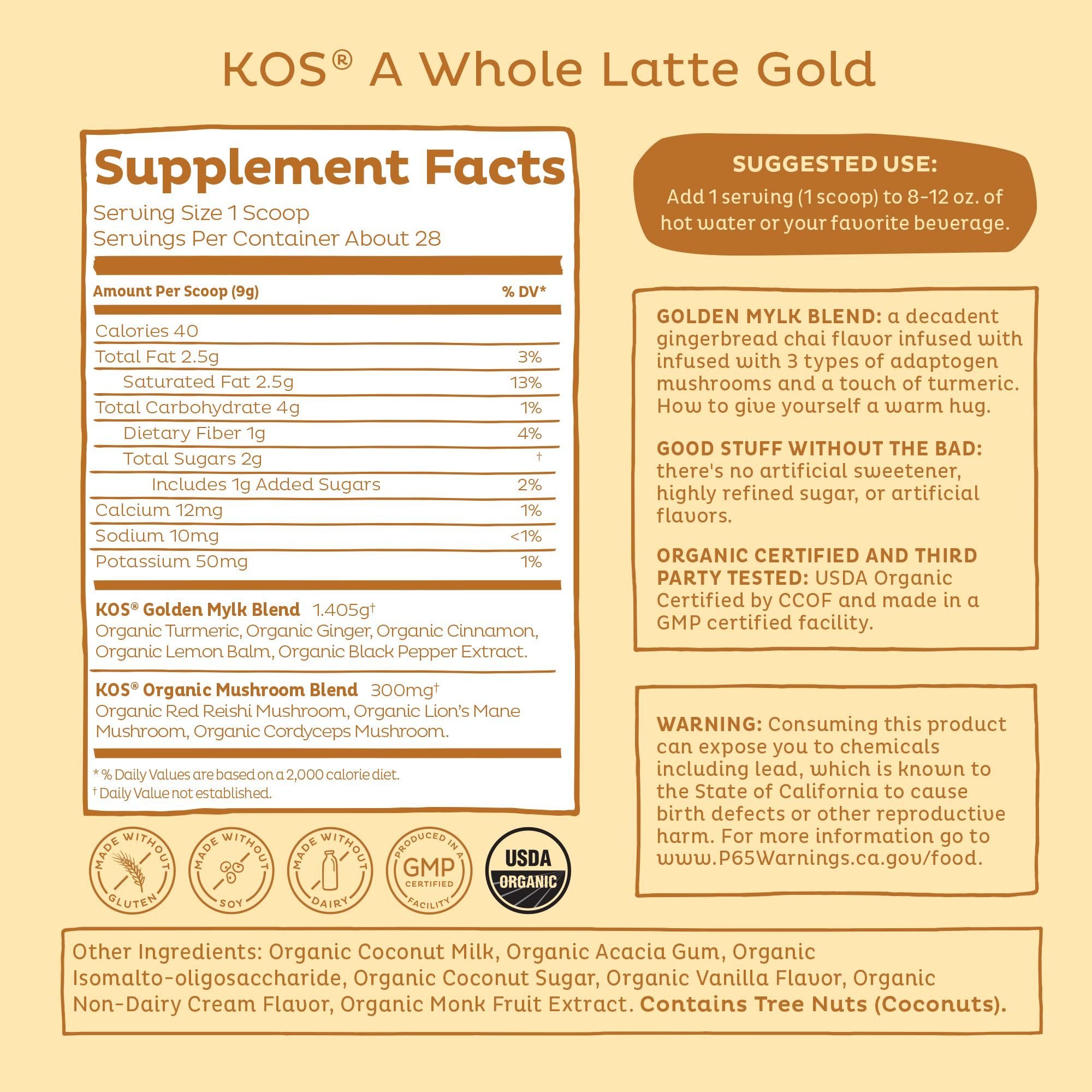 KOS taza de golden mylk listo para beber que aporta calma nocturna