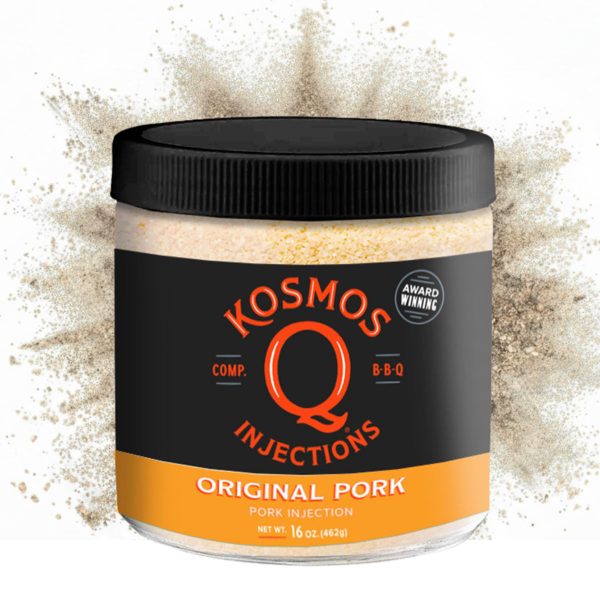 Kosmos Q envase frontal mostrando 16 oz y marca, aporta confianza de calidad