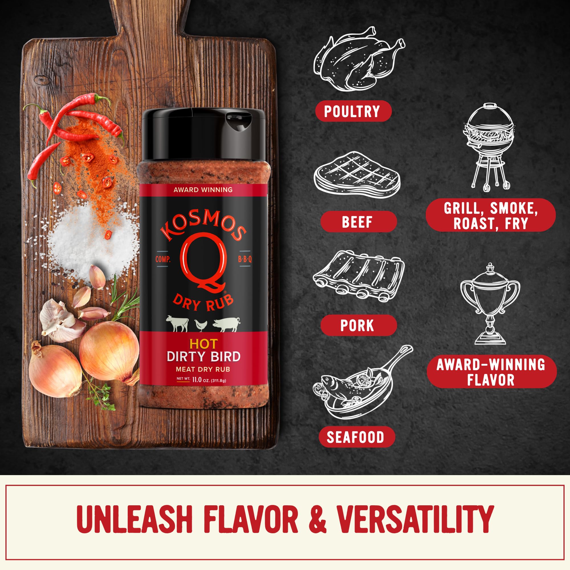 Kosmos Q Hot Dirty Bird en ahumador junto a pollo, mejora corteza