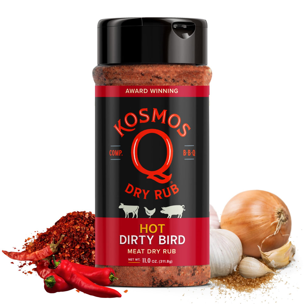 Kosmos Q frasco Hot Dirty Bird frente, muestra diseño y uso fácil