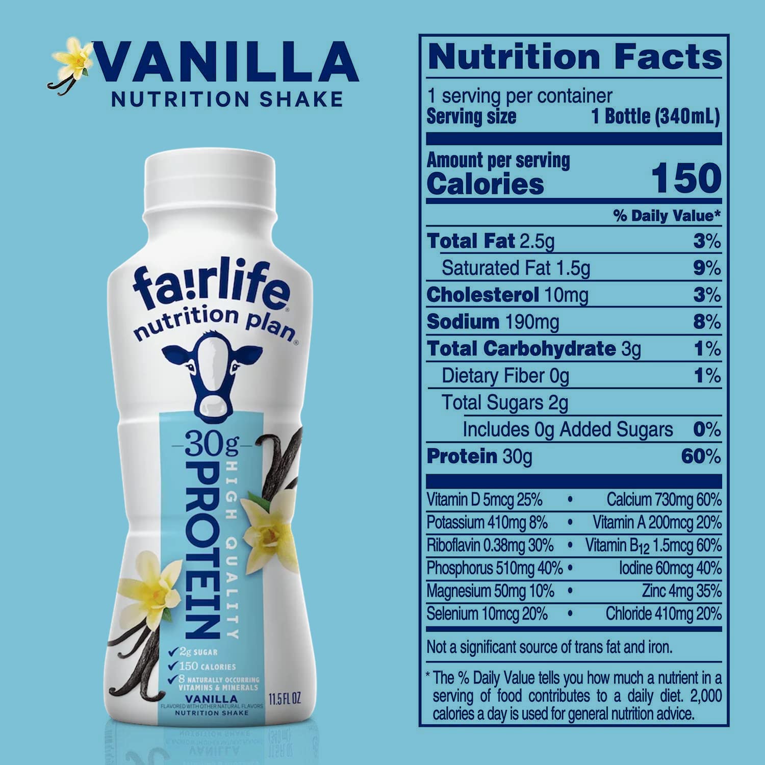 Kozy Home etiqueta nutricional clara con 30 g de proteína por envase