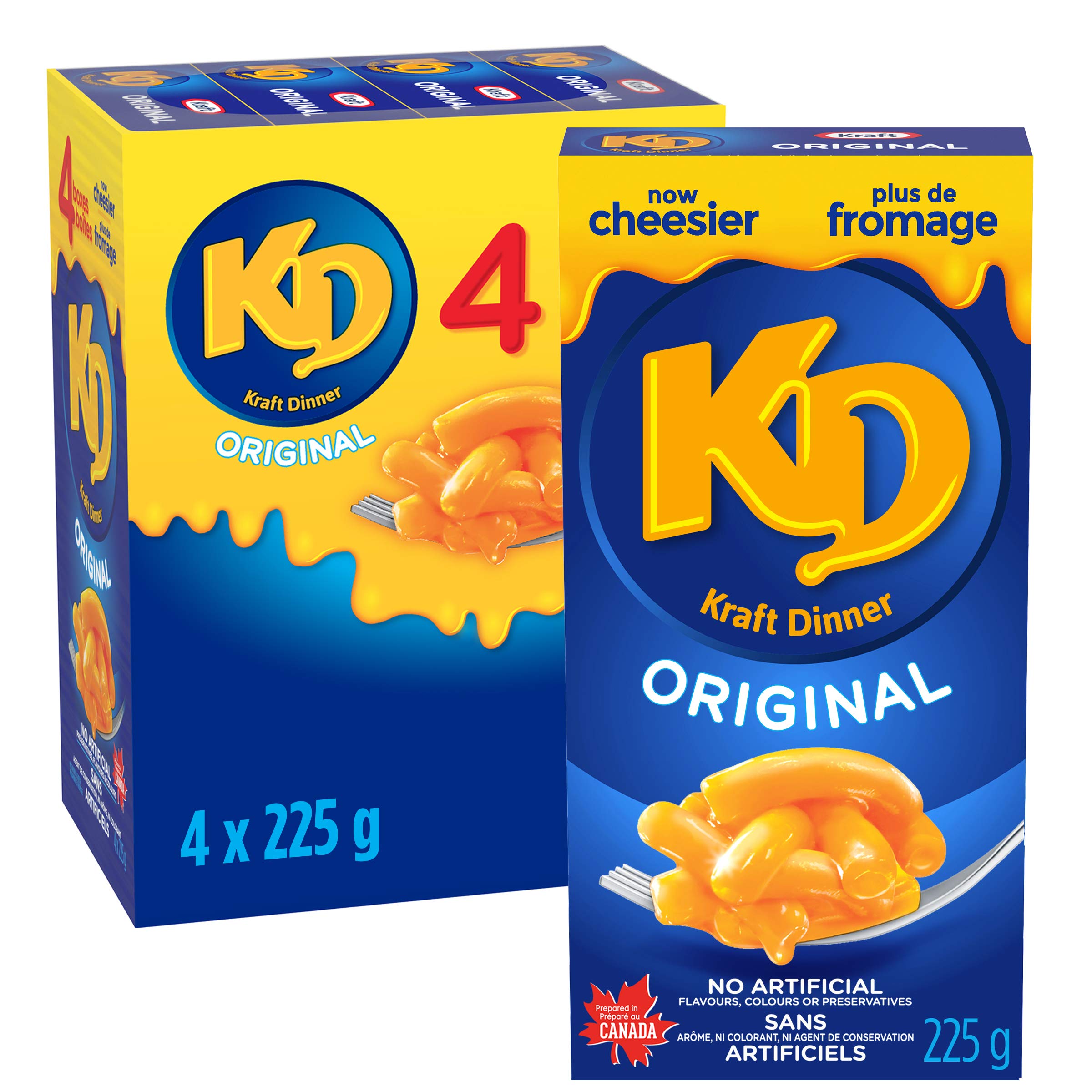 Kraft Dinner frente del empaque mostrando marca y beneficio de preparación rápida