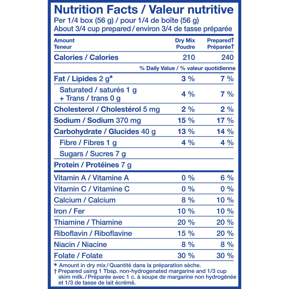 Kraft Dinner caja en mano para comparar tamaño y porción práctica