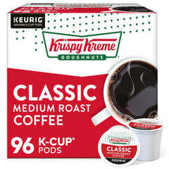 Krispy Kreme empaque frontal mostrando 96 cápsulas para abastecimiento rápido