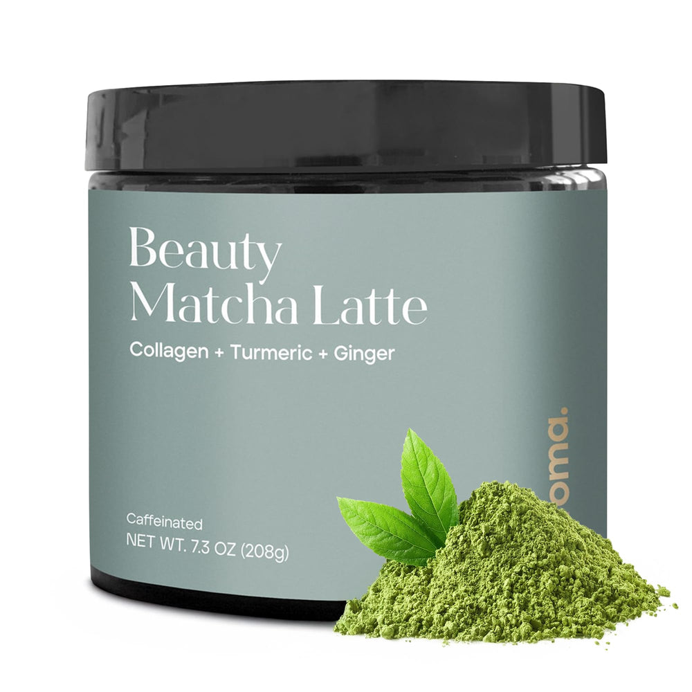 KROMA frasco frontal del Beauty Matcha Latte muestra 24 porciones y diseño