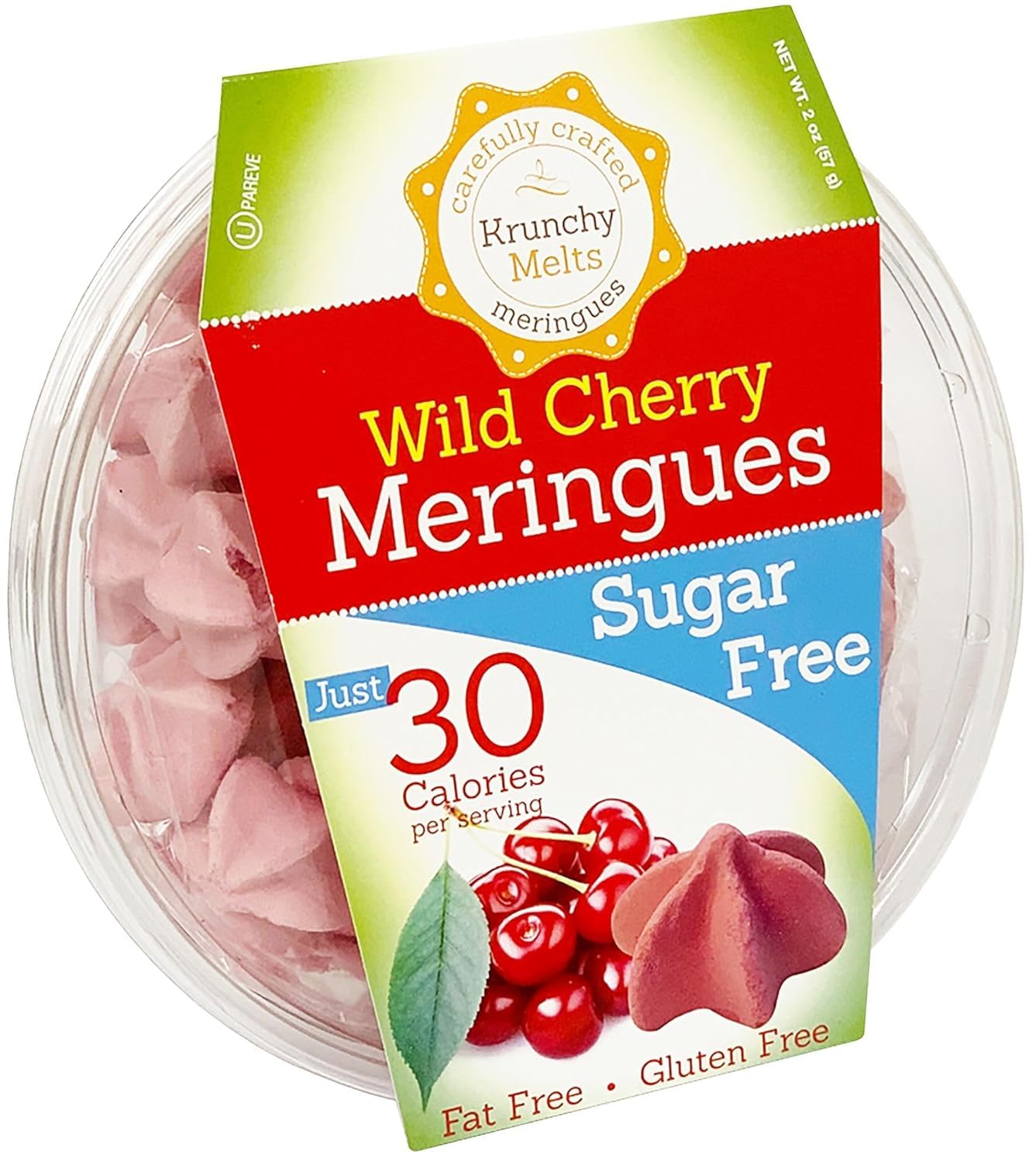 Krunchy Melts frente del empaque mostrando sabor Wild Cherry y conveniencia