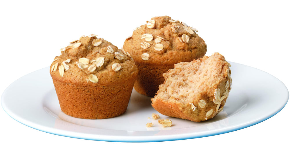 Krusteaz muffins horneados en bandeja, listos para servir y disfrutar