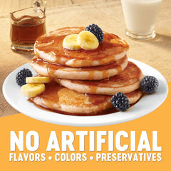 Krusteaz pancakes dorándose en sartén que muestran rápida preparación casera