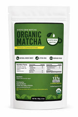 Kyoto Dew Matcha empaque frontal mostrando diseño y sello orgánico