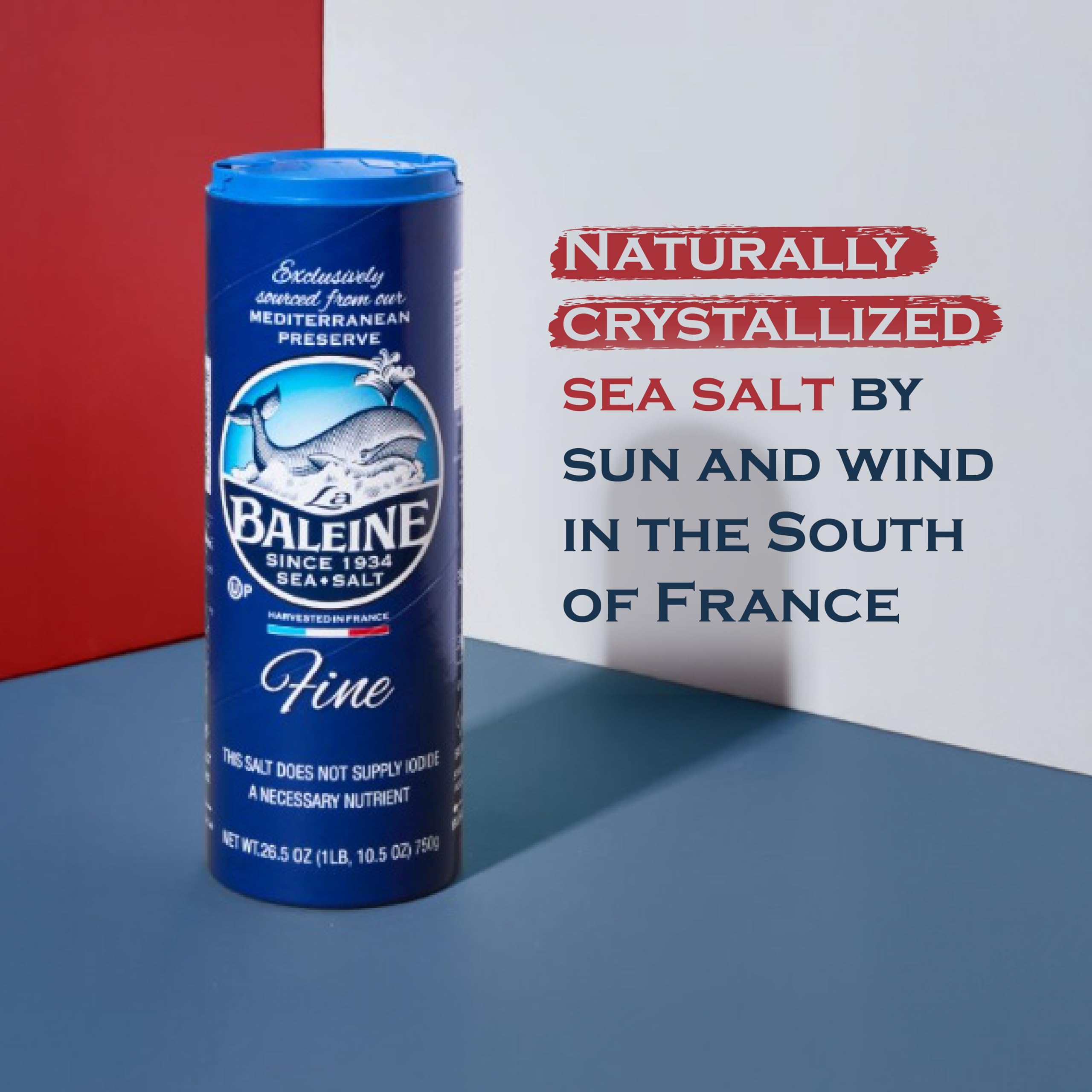 La Baleine comparación de tamaño 750 g junto a utensilios de cocina