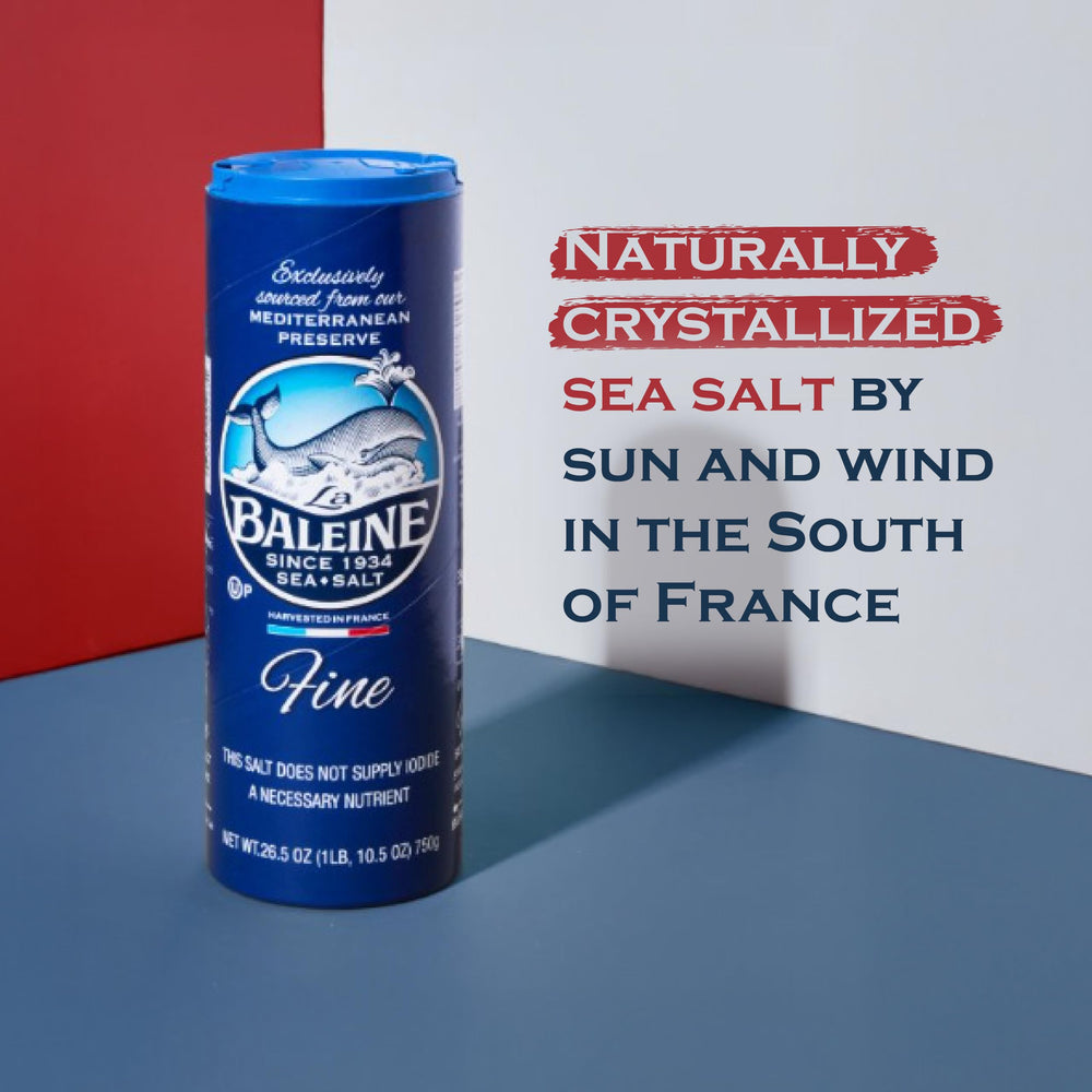 La Baleine comparación de tamaño 750 g junto a utensilios de cocina