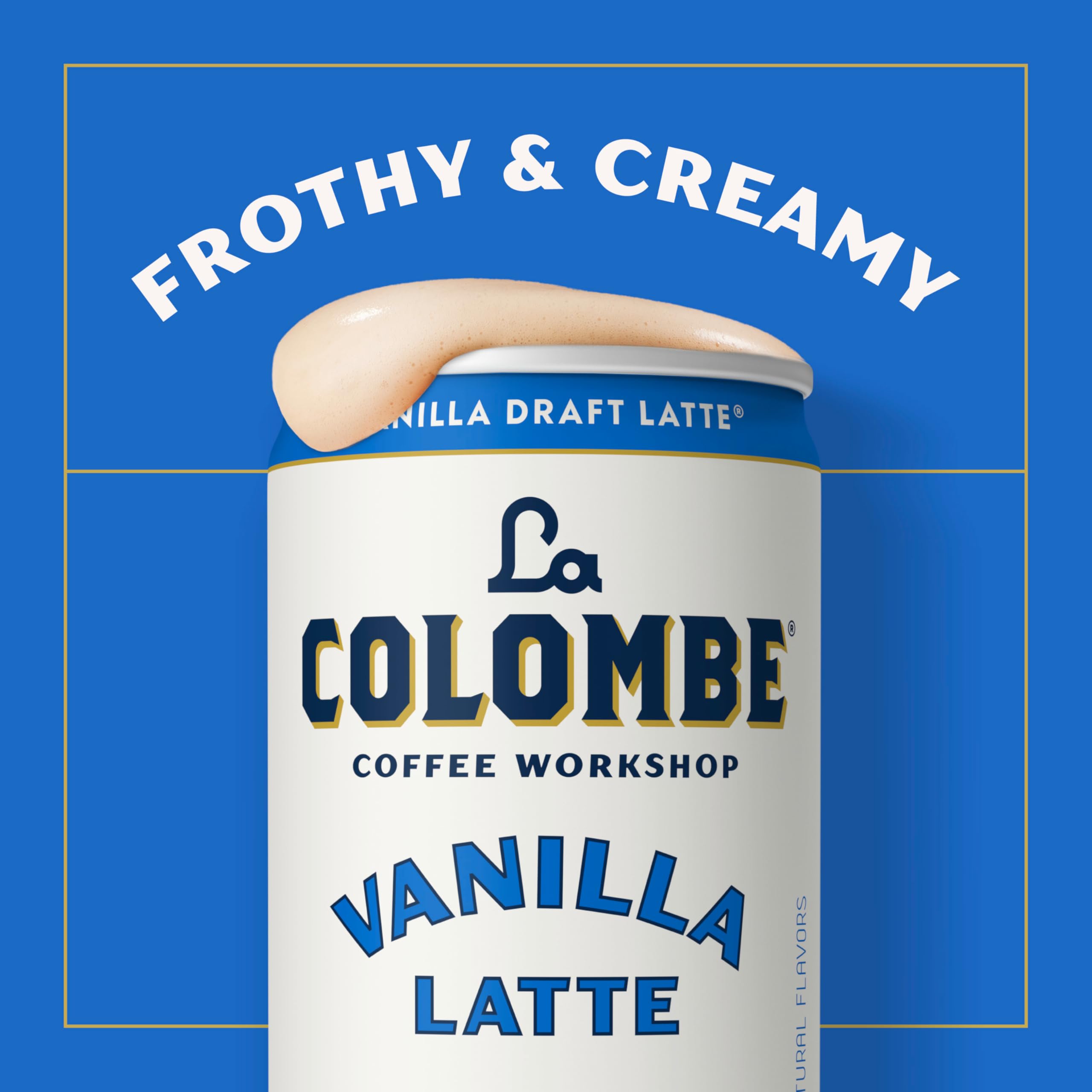 La Colombe lata abierta con espuma visible que sugiere sensación cremosa
