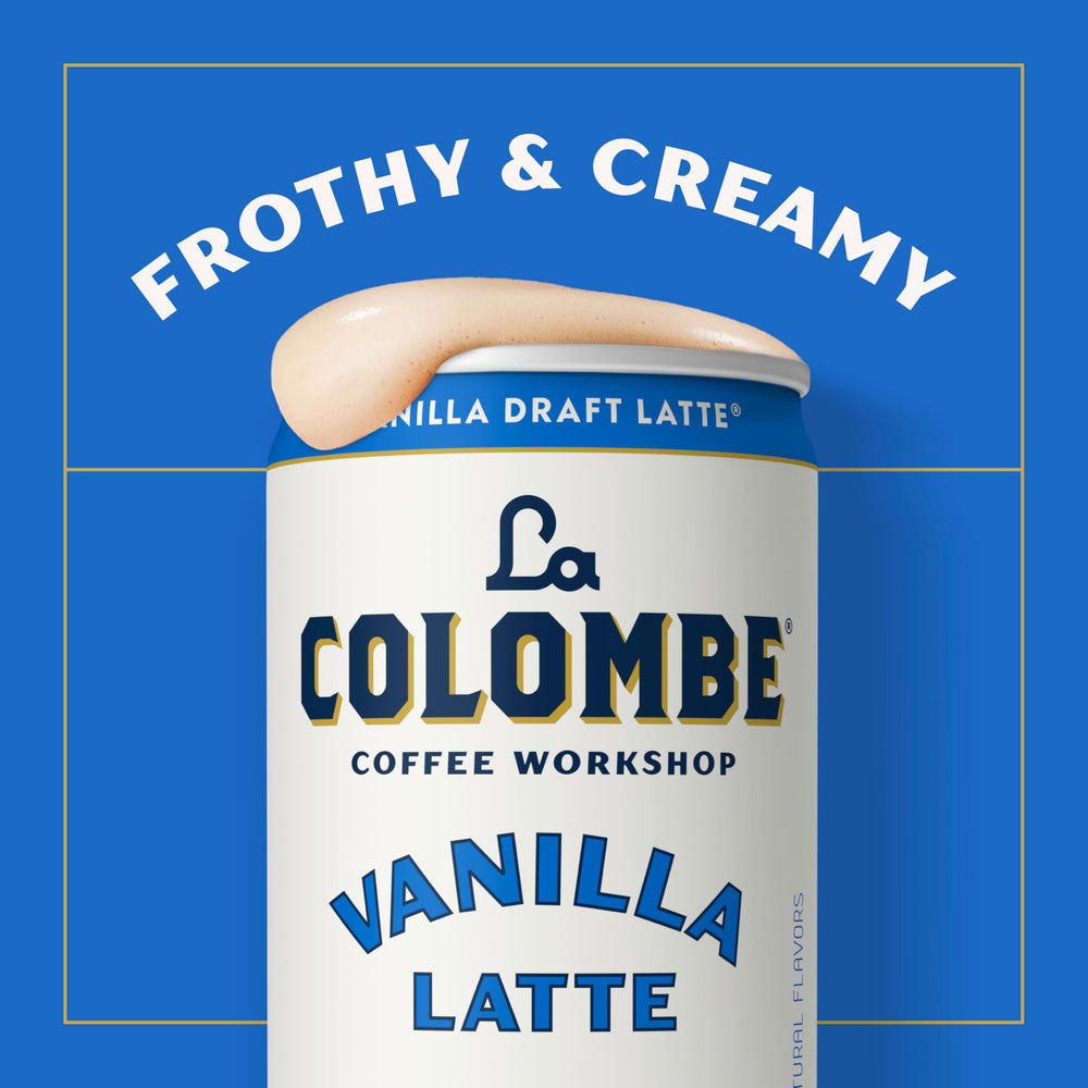 La Colombe lata abierta con espuma visible que sugiere sensación cremosa