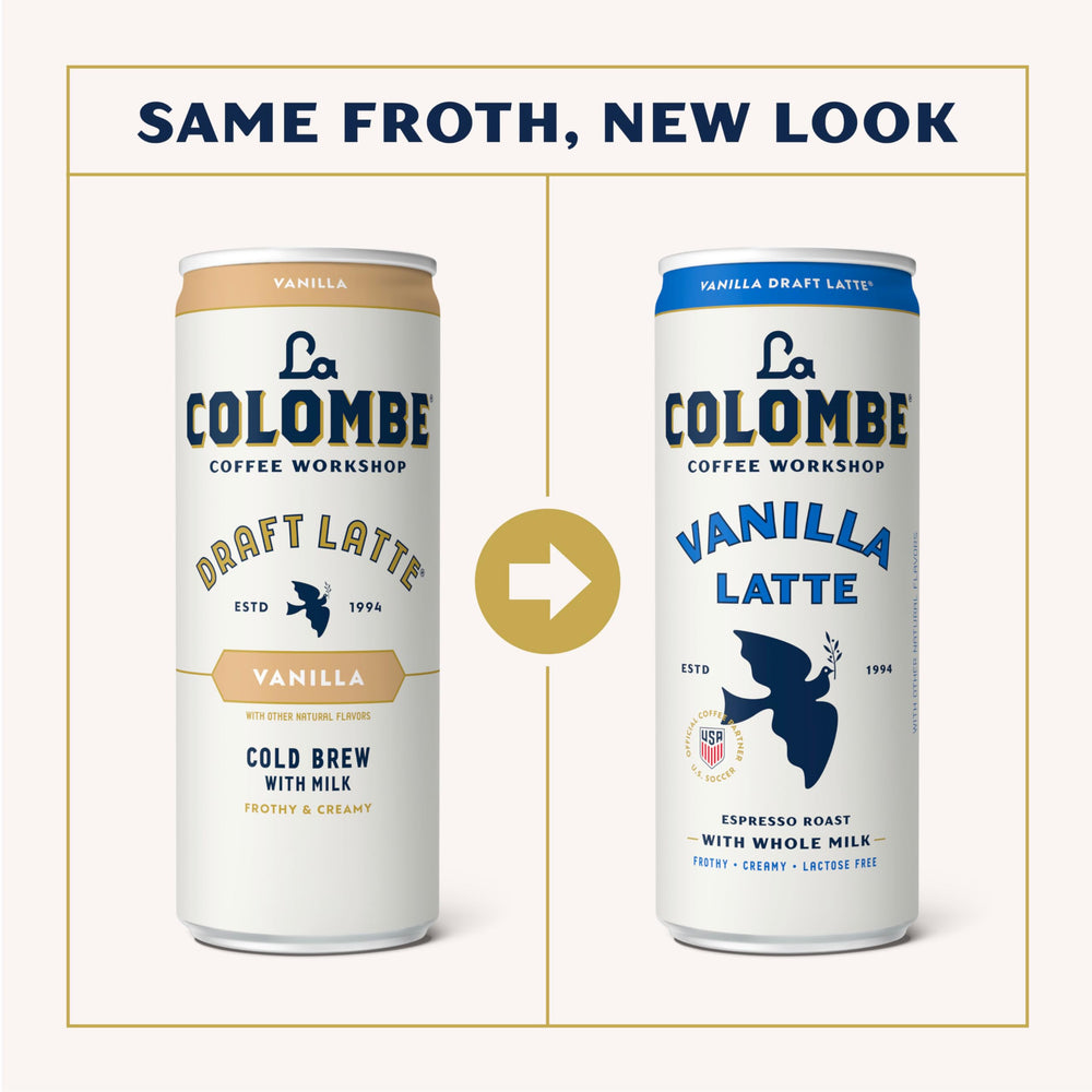 La Colombe acercamiento a la etiqueta con información de ingredientes y certificaciones