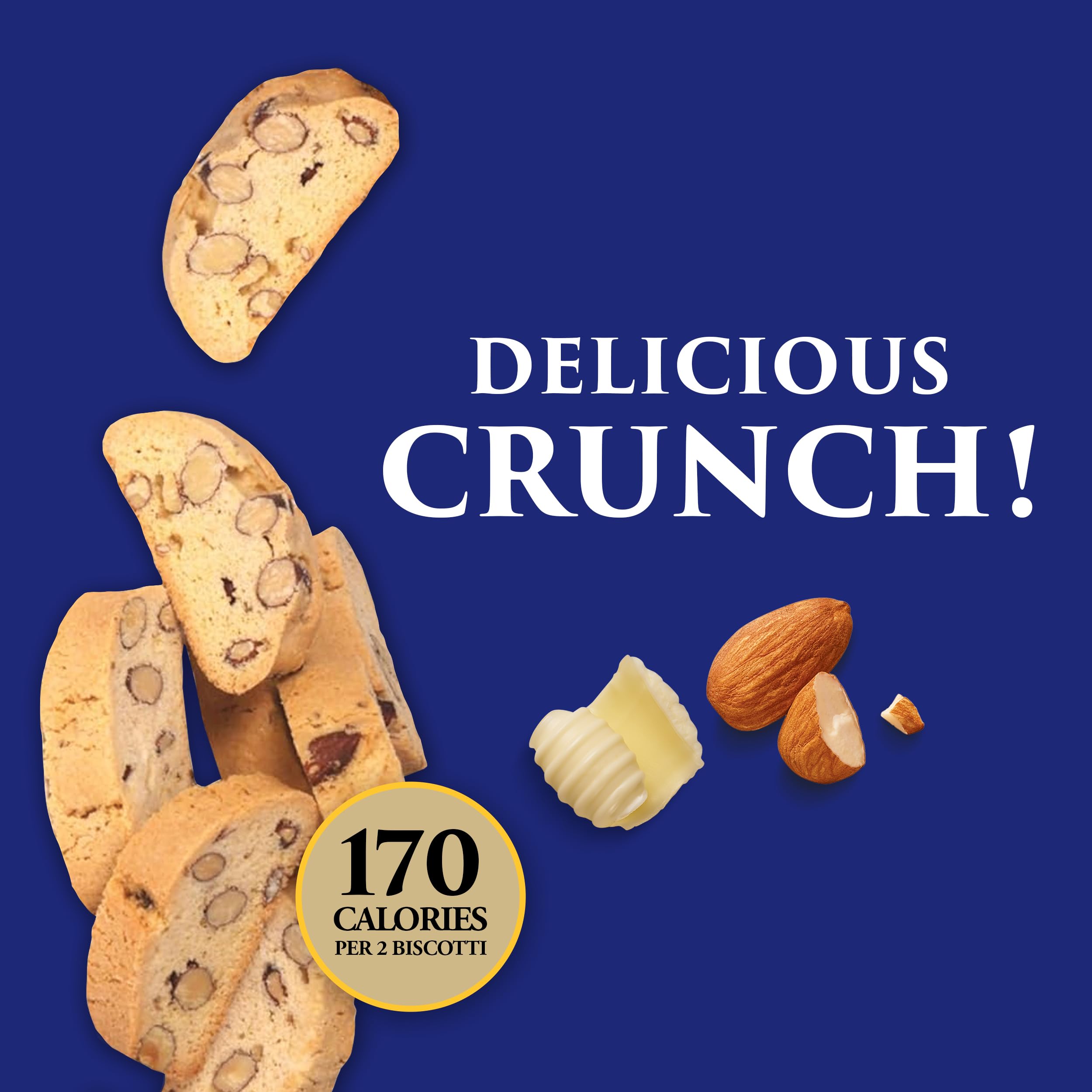 La Dolce Vita biscotti con almendras enteras resaltando calidad
